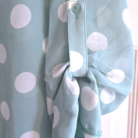 Sheer Mint Polka Dot Shirt - Picture 4 of 5